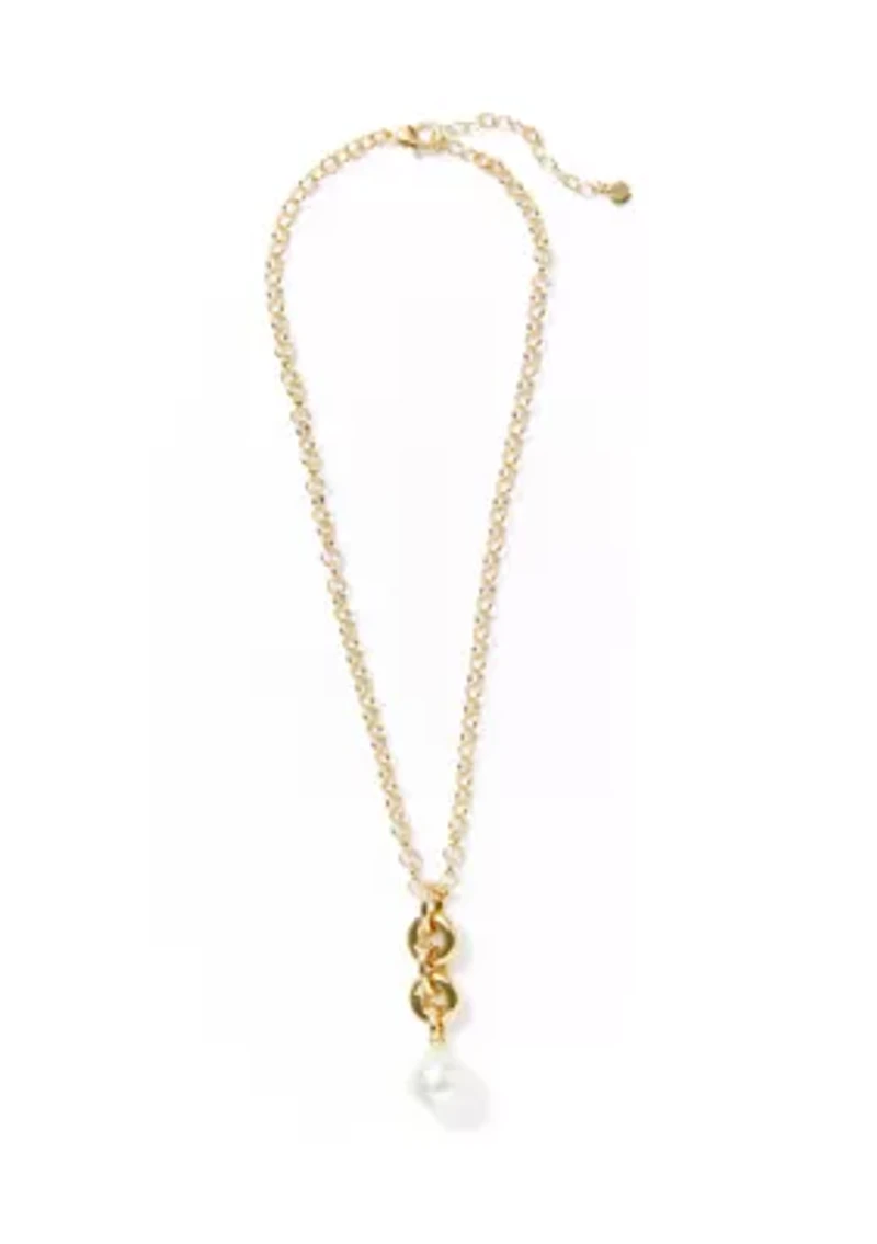 Y-Neck Pearl Pendant Necklace