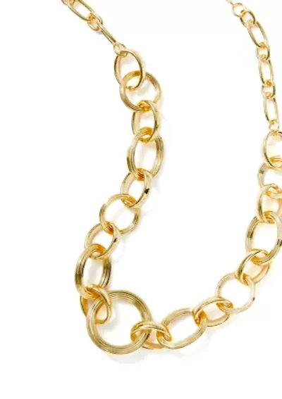 Oval Textured Link Necklace