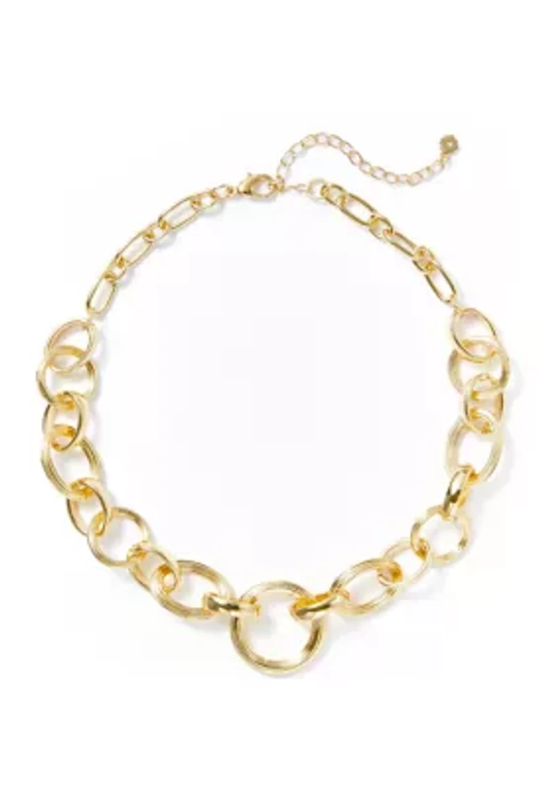 Oval Textured Link Necklace