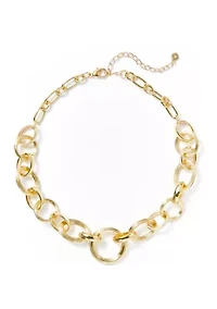 Oval Textured Link Necklace
