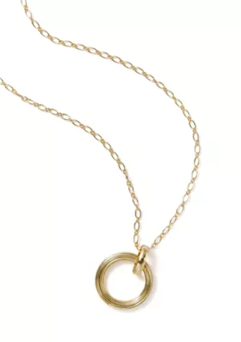 Large Textured Circle Pendant Necklace