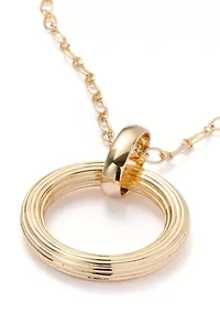 Large Textured Circle Pendant Necklace