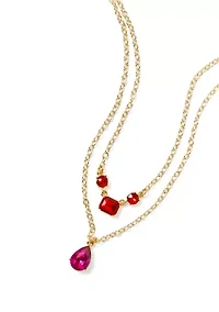 Multirow Crystal Pendant Necklace