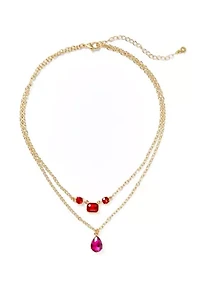 Multirow Crystal Pendant Necklace