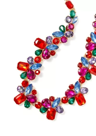 Multi Stone Cluster Frontal Necklace