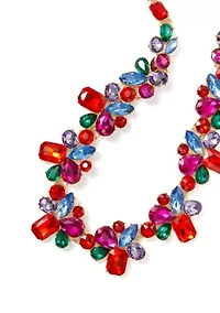 Multi Stone Cluster Frontal Necklace