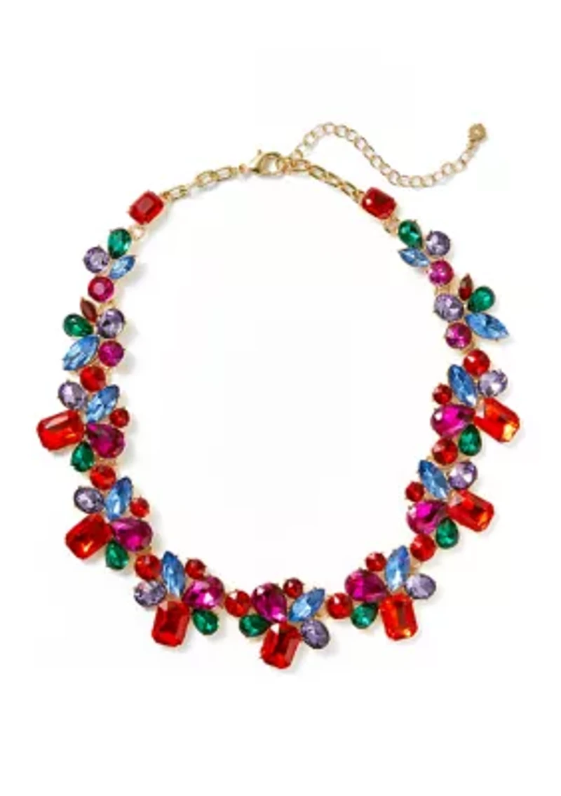 Multi Stone Cluster Frontal Necklace