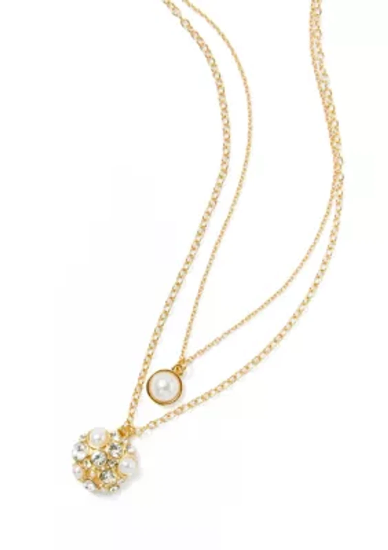 Pearl Cluster Multi-row Pendant Necklace