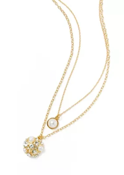 Pearl Cluster Multi-row Pendant Necklace