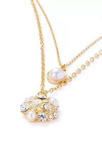 Pearl Cluster Multi-row Pendant Necklace