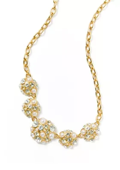 Pearl Stone Cluster Frontal Necklace