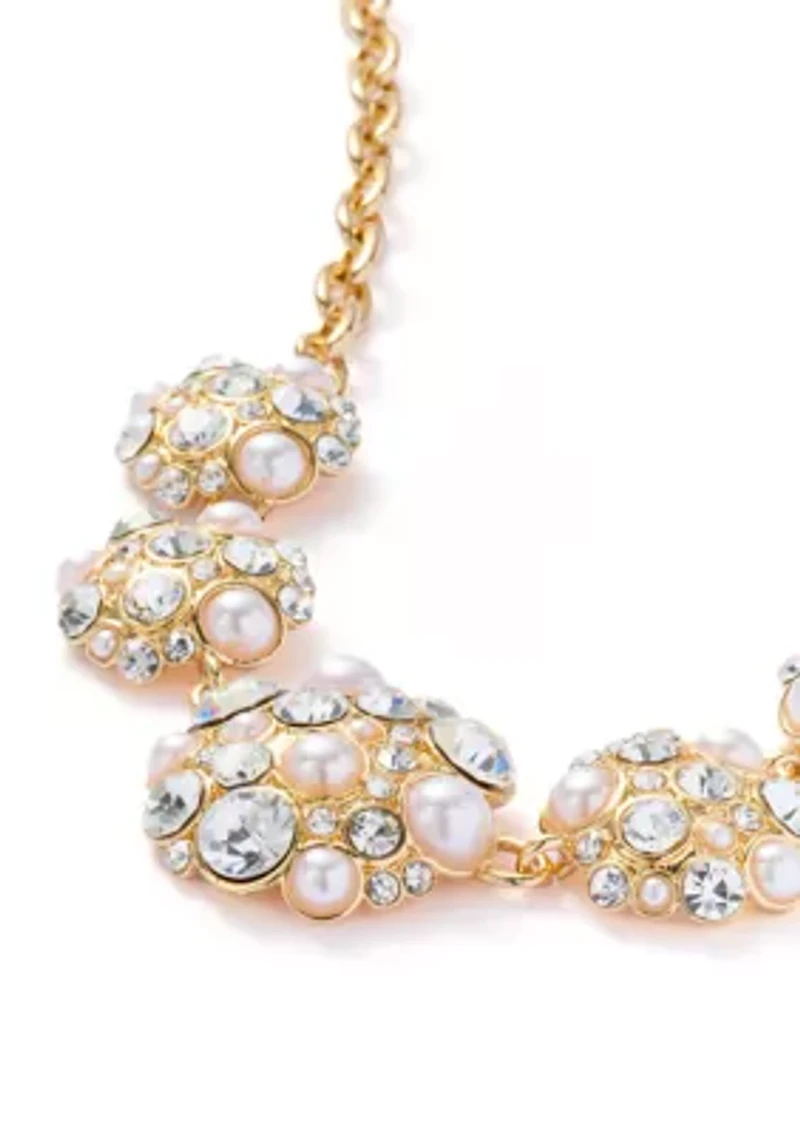  Pearl Stone Cluster Frontal Necklace