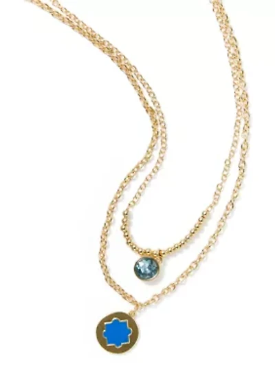 Quatrefoil and Stone Multi Row Necklace