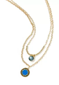 Quatrefoil and Stone Multi Row Necklace