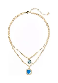 Quatrefoil and Stone Multi Row Necklace