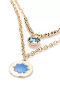 Quatrefoil and Stone Multi Row Necklace