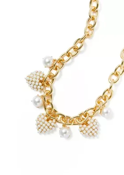 Heart Pearl Charm Frontal Necklace