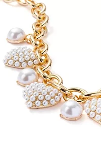 Heart Pearl Charm Frontal Necklace