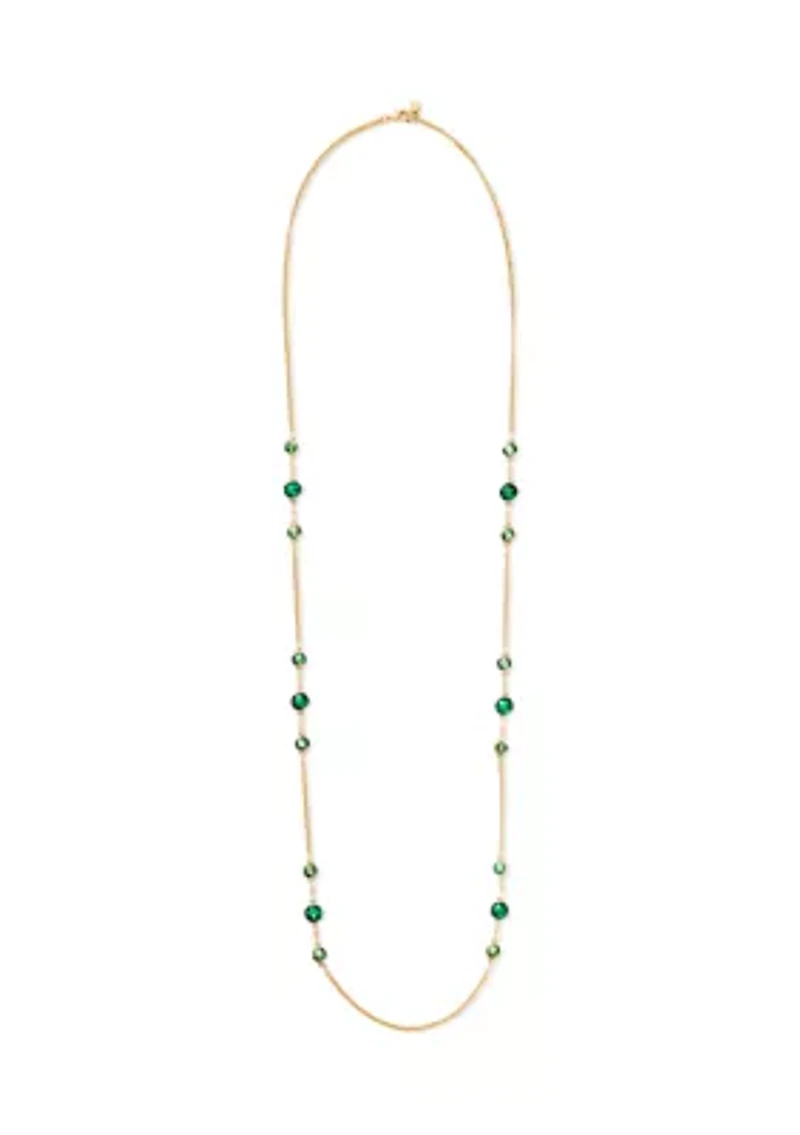  Green Stone Station Strand Necklace