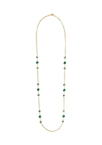  Green Stone Station Strand Necklace