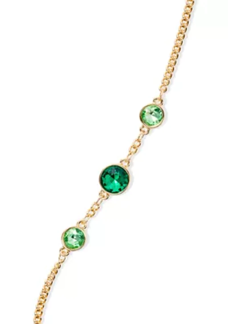  Green Stone Station Strand Necklace