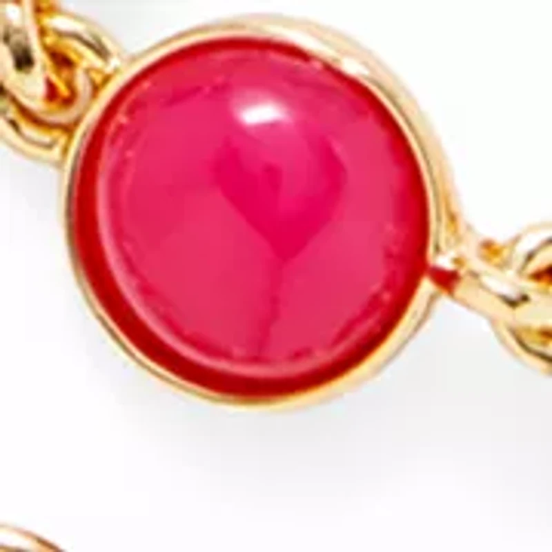 Crystal Pendant Multi Row Gold Tone Necklace