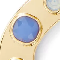 Stone Inlay Oval Pendant Necklace