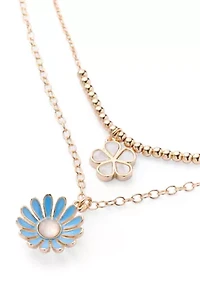 Multi Row Flower Pendant Necklace