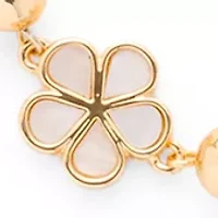 Long Floral Strandage Gold Tone Necklace