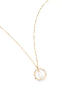 Long Orbital Pearl Center Pendant Necklace