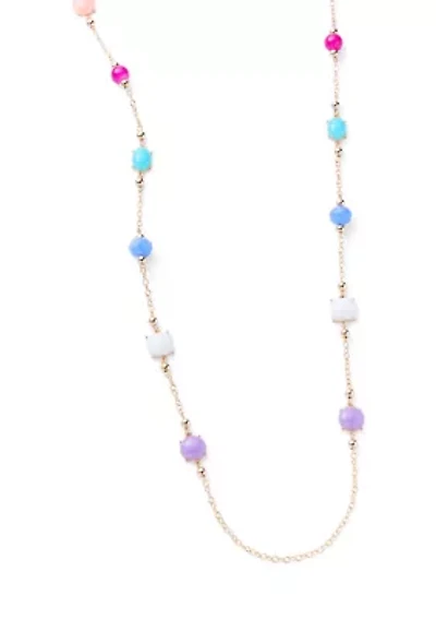 Colorful Multi Stone Station Necklace