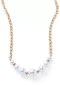 Large Pearl Gold Tone Collar Necklace