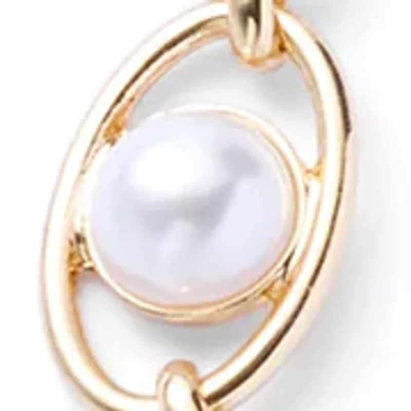 Crystal Pearl Link Station Necklace