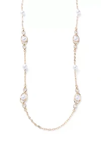 Crystal Pearl Link Station Necklace