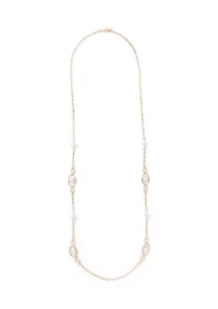 Crystal Pearl Link Station Necklace