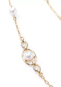 Crystal Pearl Link Station Necklace