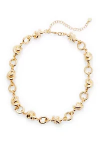 Knotted Collar Gold Tone Necklace