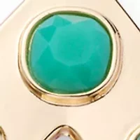 Long Stone Inlay Oval Pendant Necklace