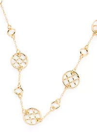 Lattice Station Gold Tone Collar Necklace