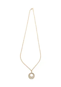Lattice Charm Long Gold Tone Pendant Necklace