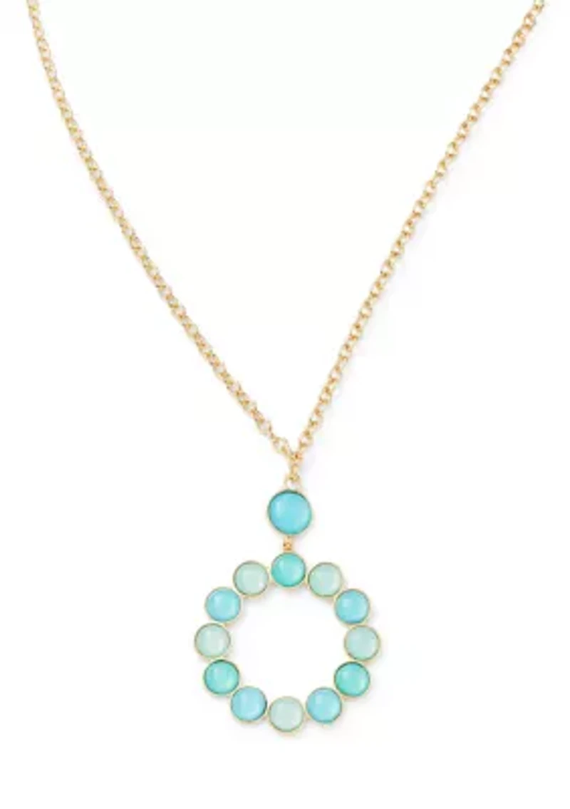 Blue Stone Circular Pendant Necklace