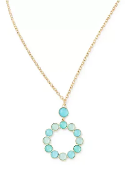 Blue Stone Circular Pendant Necklace
