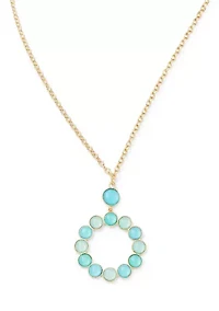 Blue Stone Circular Pendant Necklace