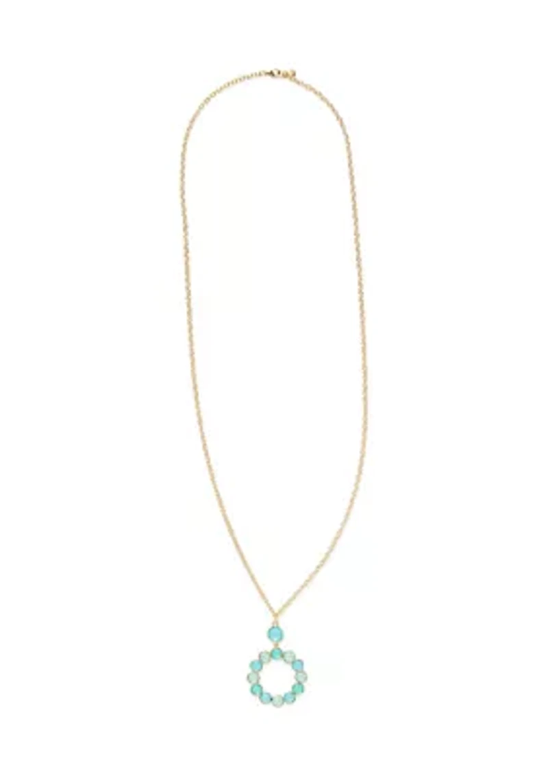 Blue Stone Circular Pendant Necklace