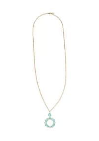 Blue Stone Circular Pendant Necklace