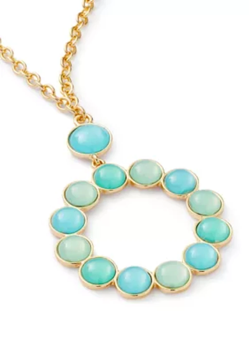 Blue Stone Circular Pendant Necklace