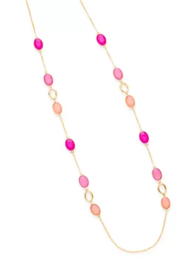 Long Gold Tone Station Necklace
