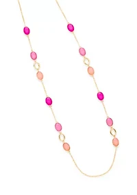 Long Gold Tone Station Necklace