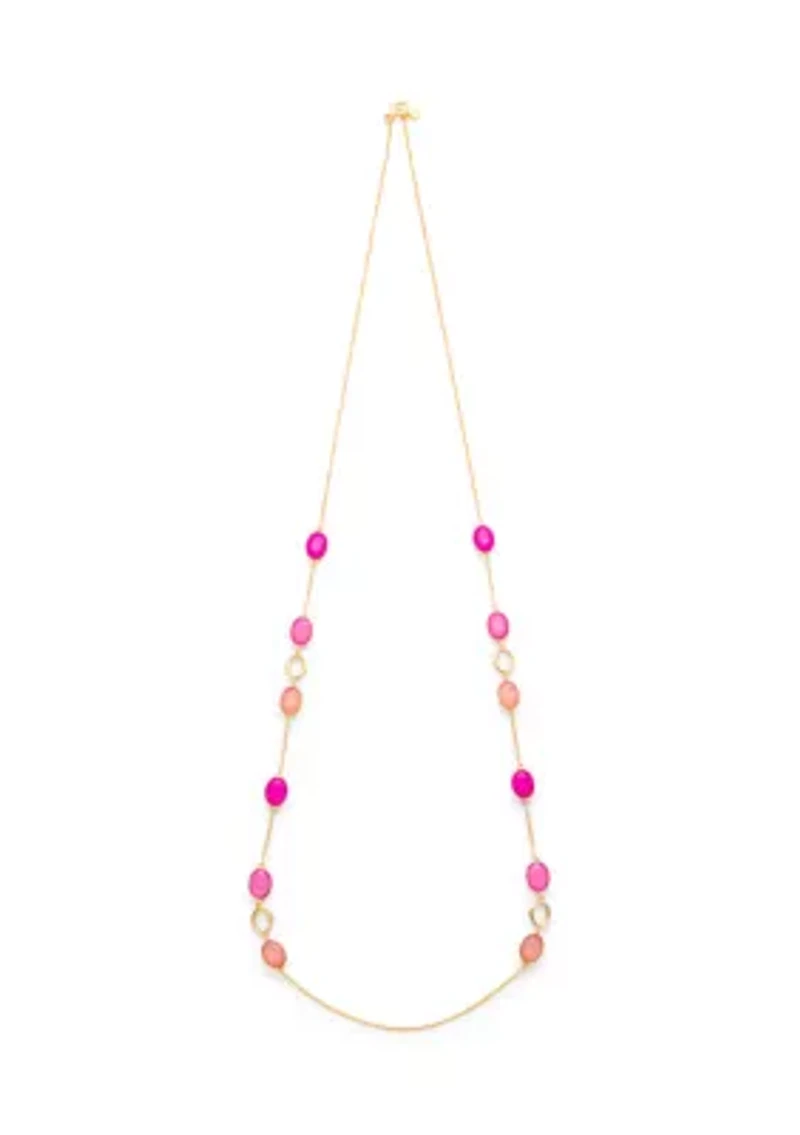 Long Gold Tone Station Necklace