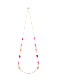 Long Gold Tone Station Necklace